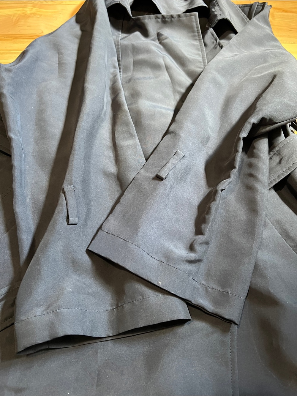 Navy Double-Breasted Trench Coat with Belt - Picture 14 of 14